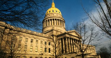 1972, Charleston, West Virginia, USA --- Charleston, W.V.: Exterior view of the State Capitol Building. Also, close ups of the dome. --- Image by © Bettmann/CORBIS